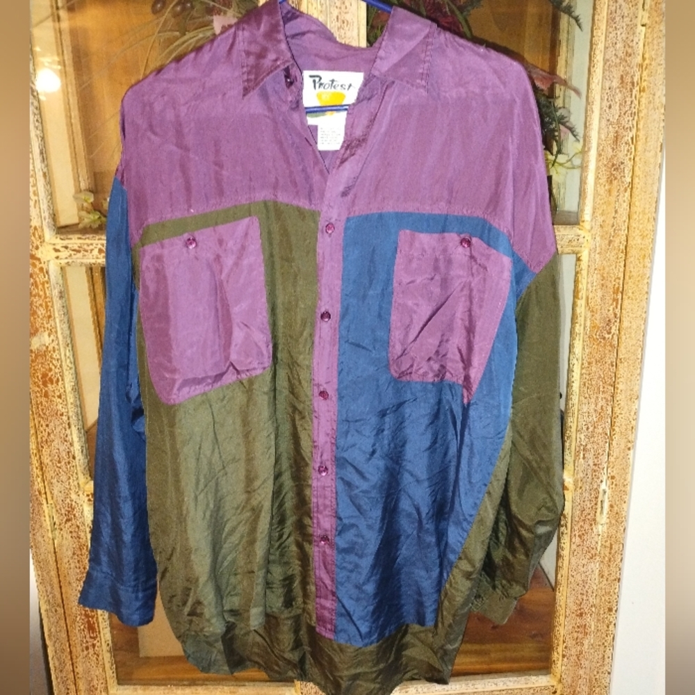 Vintage Protest 100%Silk High low blouse oversized small blouse